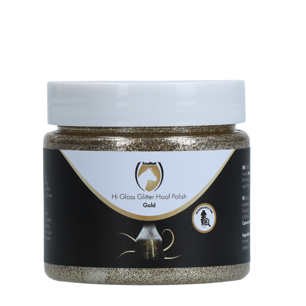 Excellent Horse Hi Gloss Glitter Hoof Polish Gold 150 ml
