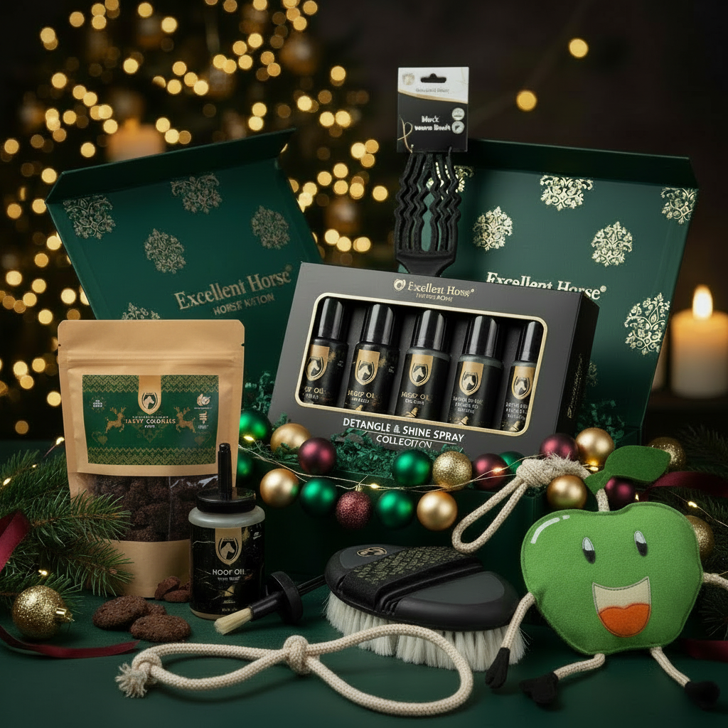 Luxe Excellent Horse kerstpakket met koekjes en Apple-stalspeeltje